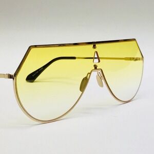 Shield Sunglasses Yellow Lens Gold Frame Fashion‎ Visor Sun Glasses Beach Shades